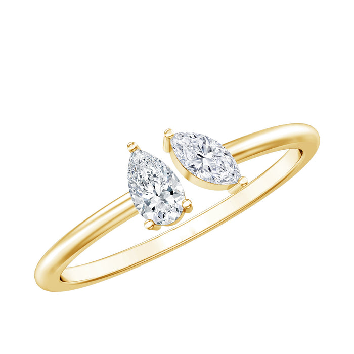 Certified lab-grown diamond two-stone promise ring by Rosec Jewels featuring sparkling diamonds set in a elegant ring band.