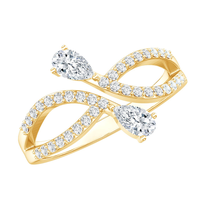 Certified lab-grown diamond 2-stone infinity wedding band by Rosec Jewels featuring sparkling diamonds and sleek gold setting.
