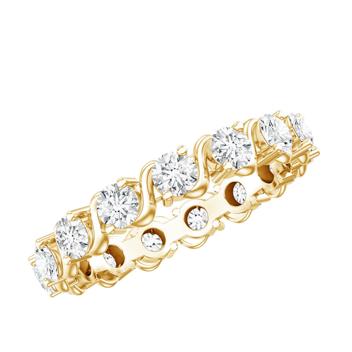 Rosec Jewels certified lab-grown diamond eternity wedding band with sparkling diamonds set in a sleek ring design.