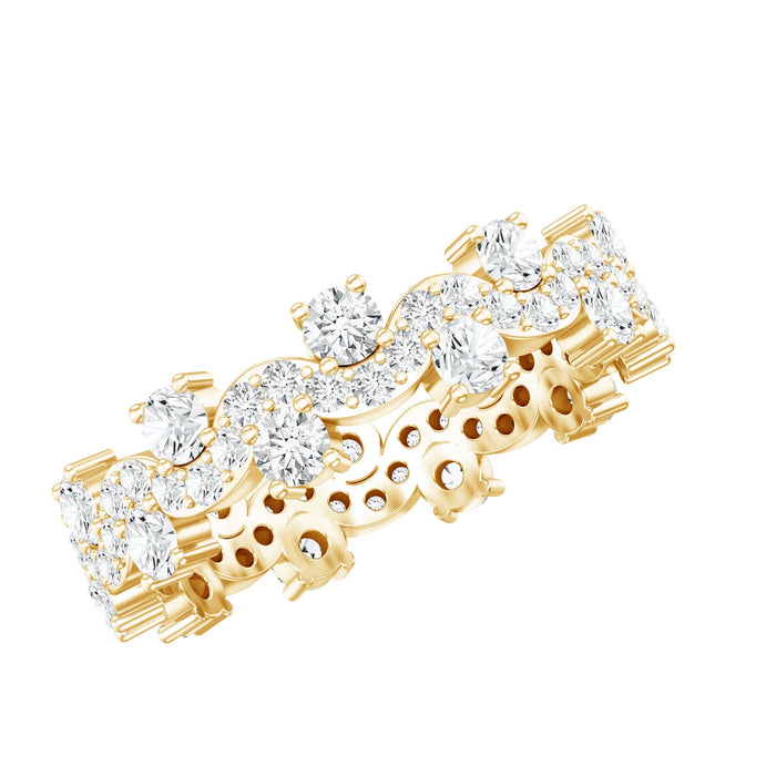 Certified lab-grown diamond eternity ring by Rosec Jewels featuring a continuous row of sparkling diamonds on a sleek gold band.