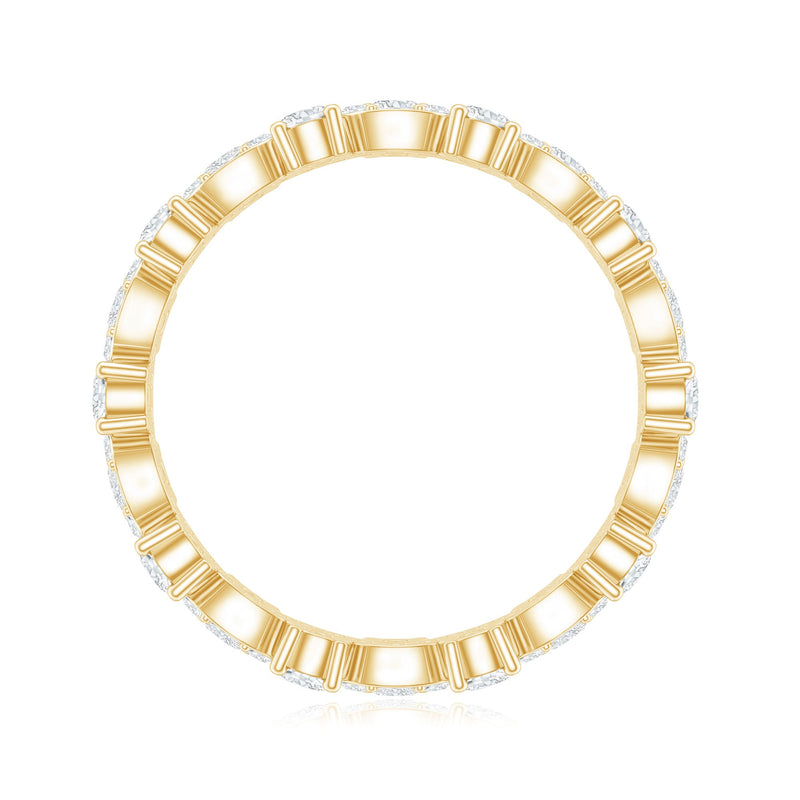 Rosec Jewels certified lab-grown diamond wedding eternity ring with intricate design and sparkling diamonds on a silver band.