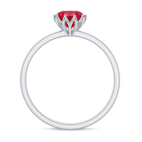 Certified 1.3 Carat Lab Grown Ruby Engagement Ring in Lotus Basket Setting
