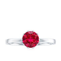 Certified 1.3 Carat Lab Grown Ruby Engagement Ring in Lotus Basket Setting