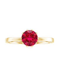 Certified 1.3 Carat Lab Grown Ruby Engagement Ring in Lotus Basket Setting