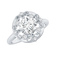 Moissanite Vintage Looking Engagement Ring with Certificate