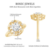Moissanite Vintage Looking Engagement Ring with Certificate