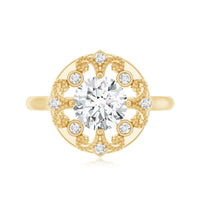 Moissanite Vintage Looking Engagement Ring with Certificate