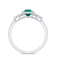 1.2 Carat Lab Created Emerald Oval Engagement Ring with Diamond Trio