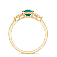1.2 Carat Lab Created Emerald Oval Engagement Ring with Diamond Trio