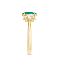 1.2 Carat Lab Created Emerald Oval Engagement Ring with Diamond Trio