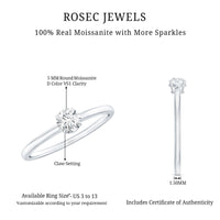 Claw Set Solitaire Moissanite Promise Ring for Women