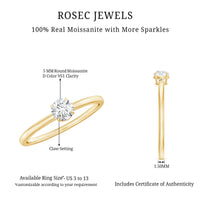 Claw Set Solitaire Moissanite Promise Ring for Women