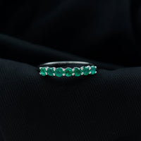 Certified 7 Stone Emerald Half Eternity Band for Women