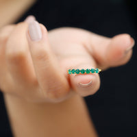 Certified 7 Stone Emerald Half Eternity Band for Women