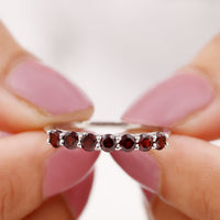 Certified Natural Garnet Half Eternity Ring for Anniversary