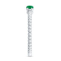 Certified Real Emerald 3 Stone Promise Ring with Beaded Detailing