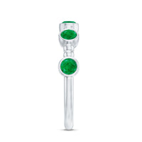Bezel Set Emerald Half Eternity Ring with Beaded Design