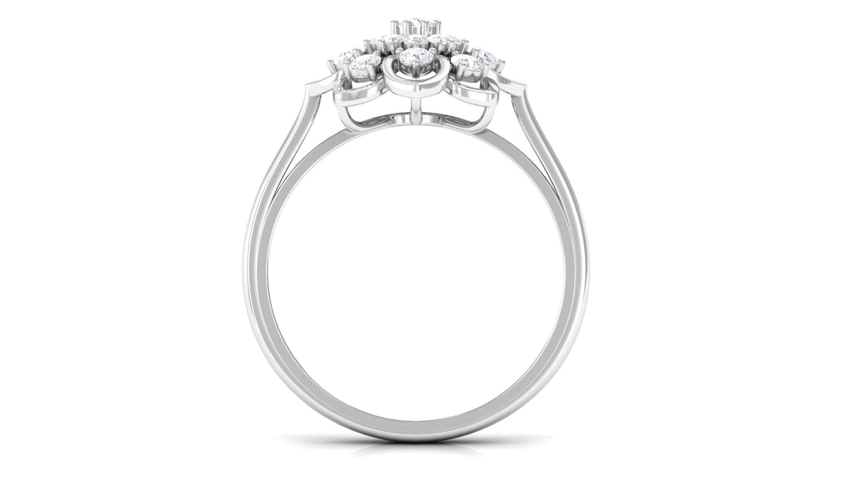 Certified Natural Diamond Flower Engagement Ring