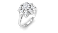 Certified Natural Diamond Flower Engagement Ring