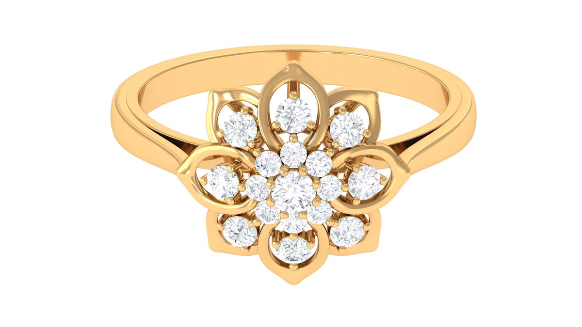 Certified Natural Diamond Flower Engagement Ring