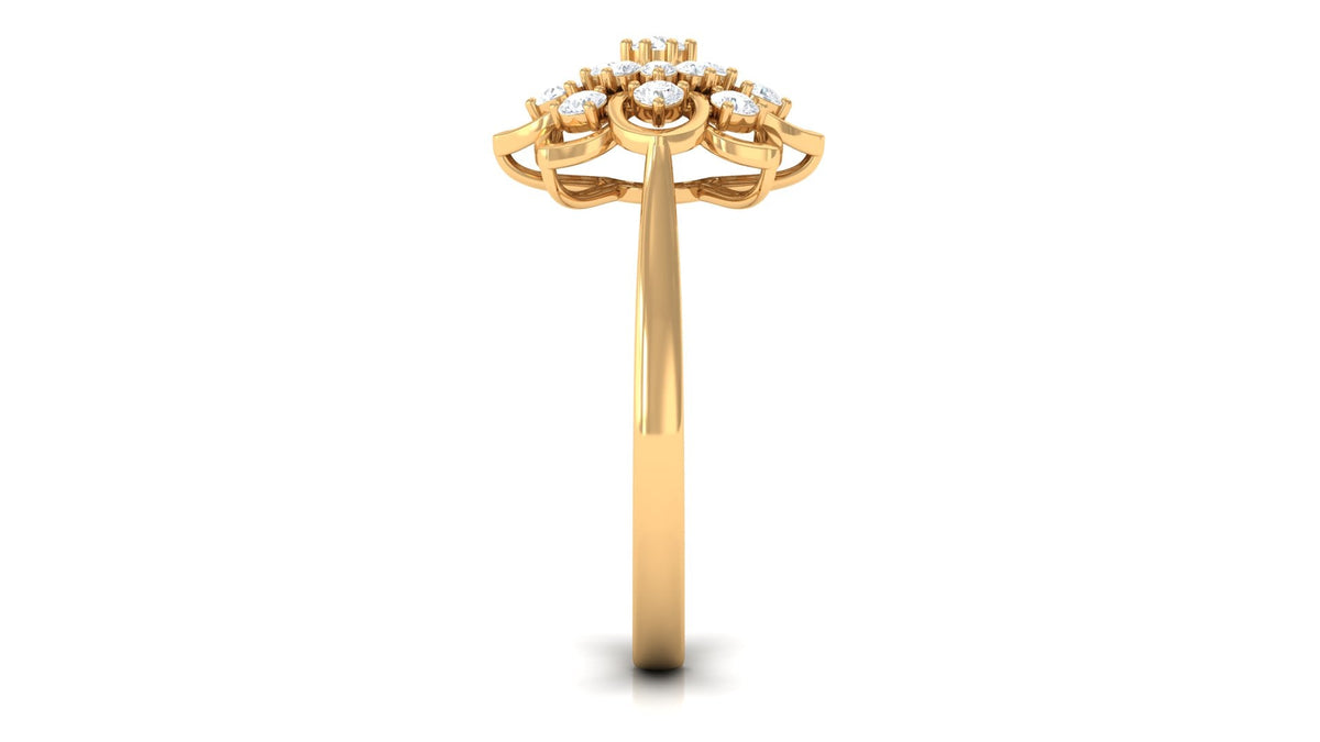 Certified Natural Diamond Flower Engagement Ring