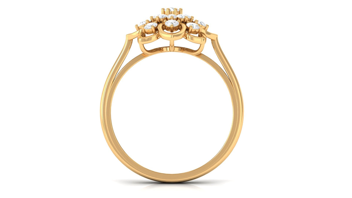Certified Natural Diamond Flower Engagement Ring