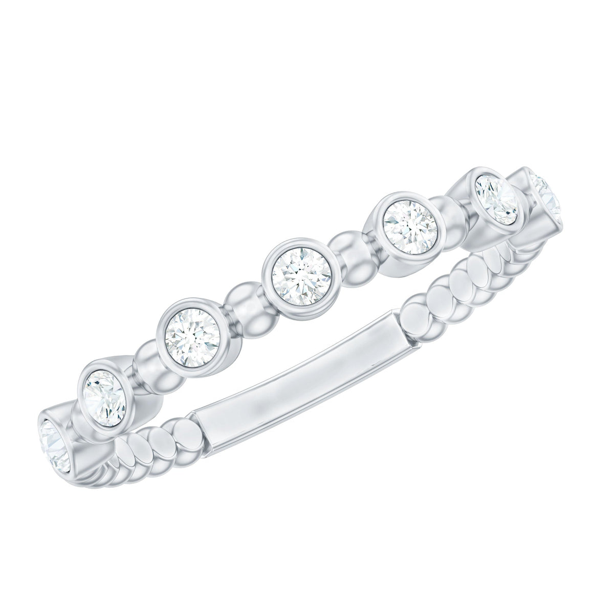 Stackable eternity ring with real diamonds and beaded details from Rosec Jewels, showcasing a close-up of the elegant design.
