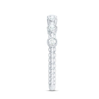 Rosec Jewels real diamond stackable eternity ring with beaded details, showcasing a sleek silver band with sparkling diamonds.