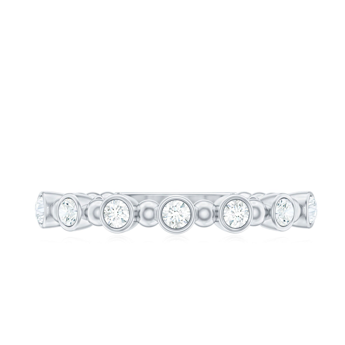 Stackable real diamond eternity ring with beaded details from Rosec Jewels, showcasing sparkling diamonds and intricate beaded design.