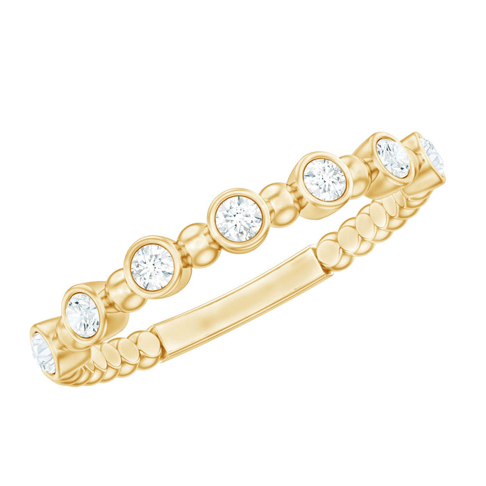 Rosec Jewels real diamond stackable eternity ring with beaded details, showcasing sparkling diamonds and intricate beaded design.