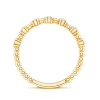 Stackable eternity ring by Rosec Jewels featuring real diamonds and beaded detailing on a sleek gold band.