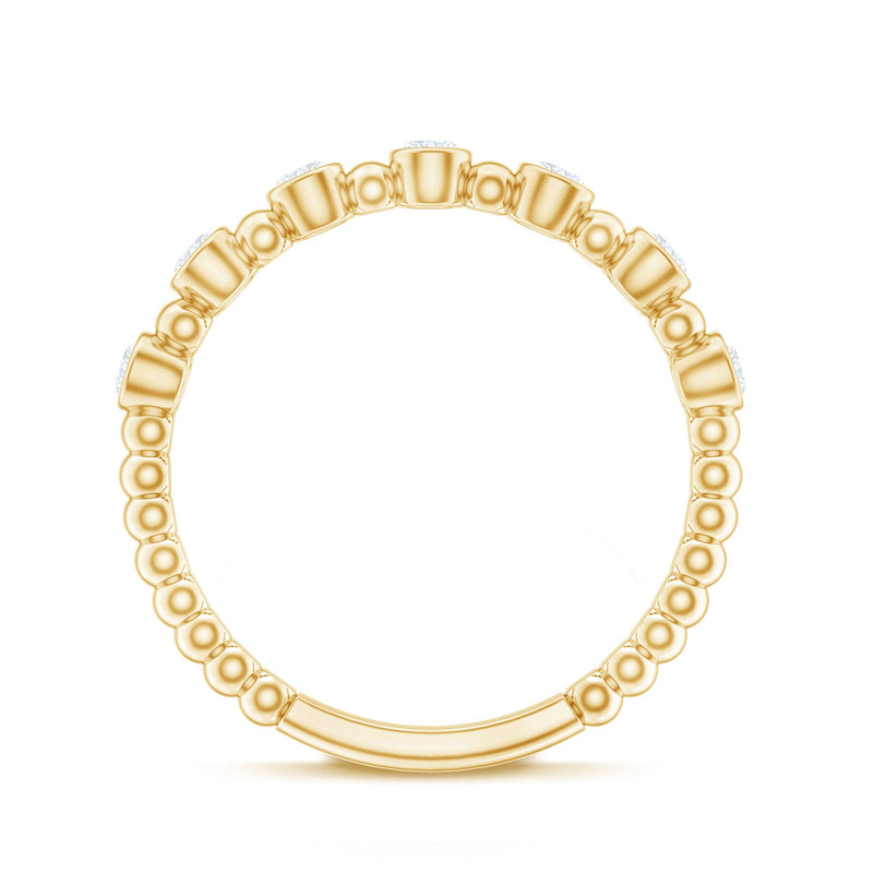 Stackable eternity ring by Rosec Jewels featuring real diamonds and beaded detailing on a sleek gold band.