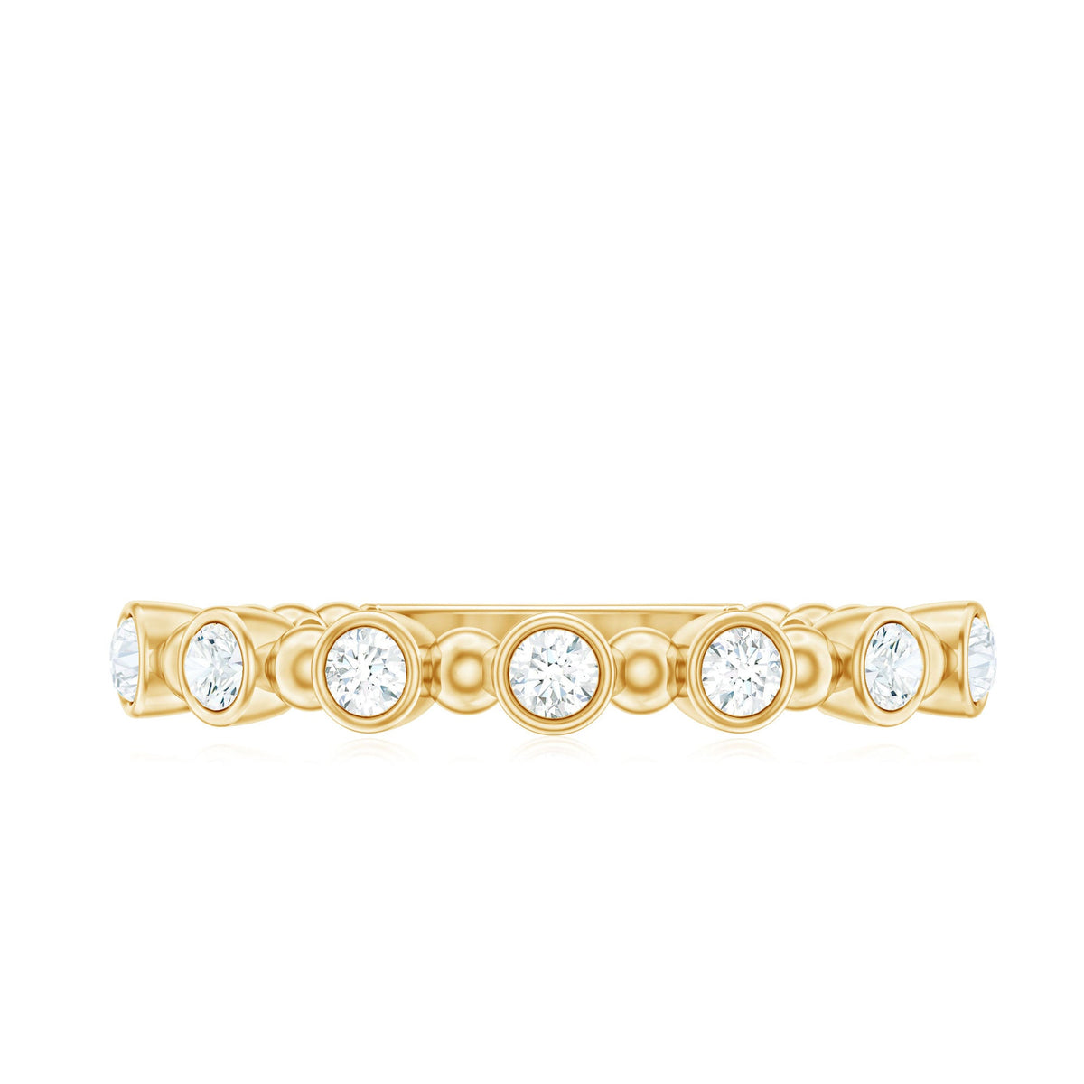 Rosec Jewels real diamond stackable eternity ring with beaded details, showcasing a sleek gold band and sparkling diamonds.