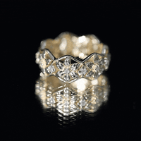 Natural diamond flower wedding band ring by Rosec Jewels featuring a detailed floral design and a certificate of authenticity.