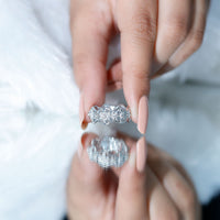 Natural diamond flower wedding band ring by Rosec Jewels, showcasing a detailed floral design with a certificate of authenticity.