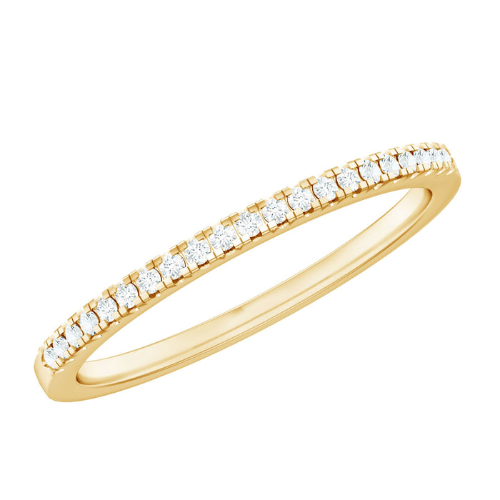 Natural diamond stackable band ring by Rosec Jewels featuring a minimal design and sparkling diamonds on a sleek gold band.