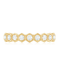 Real Diamond Hexagon Half Eternity Ring for Women