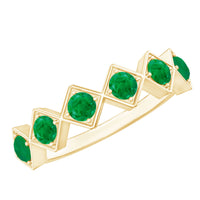 Geometric Emerald Half Eternity Ring for Women