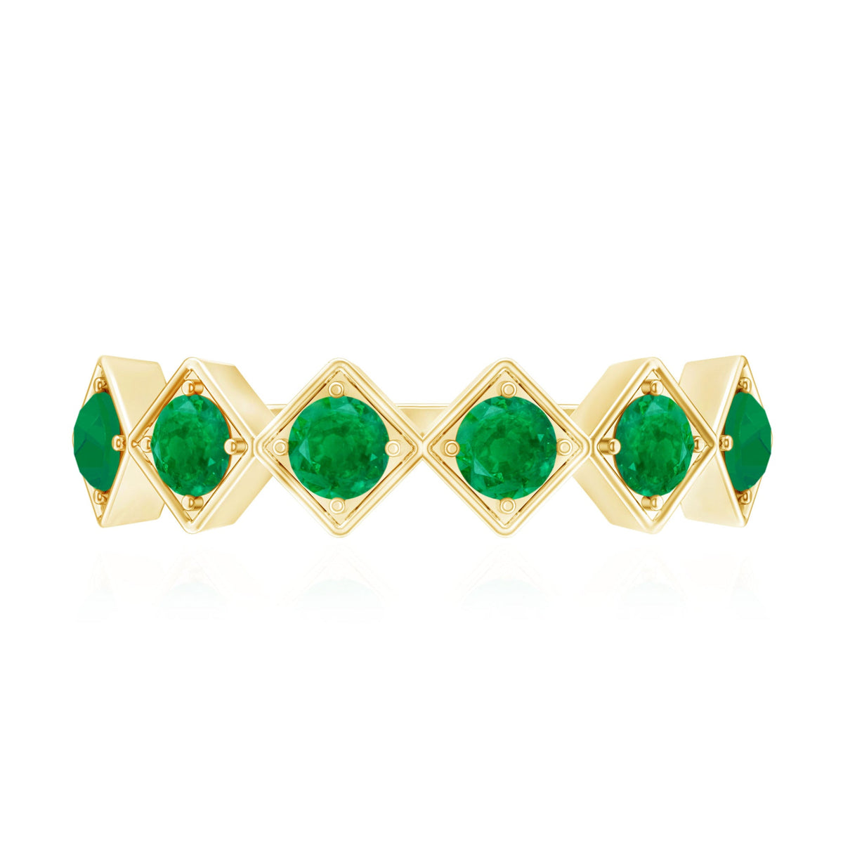 Geometric Emerald Half Eternity Ring for Women
