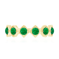 Geometric Emerald Half Eternity Ring for Women