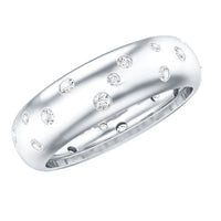 Wide band ring with scatter moissanite stones from Rosec Jewels, showcasing a sparkling, elegant wedding ring design.
