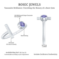 Contemporary Tanzanite Diamond Ring in Cuff Style