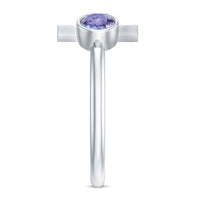 Contemporary Tanzanite Diamond Ring in Cuff Style