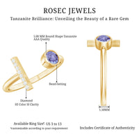 Contemporary Tanzanite Diamond Ring in Cuff Style