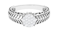 Round Cut Real Diamond Engagement Ring with Filigree Shank