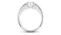 Round Cut Real Diamond Engagement Ring with Filigree Shank