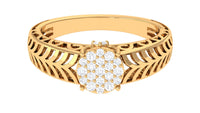 Round Cut Real Diamond Engagement Ring with Filigree Shank