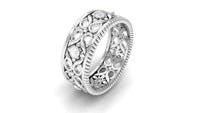 Vintage Inspired Real Diamond Wedding Band Ring