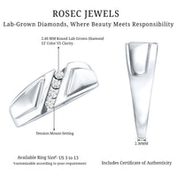 Lab Grown Diamond Mens Wide Wedding Band