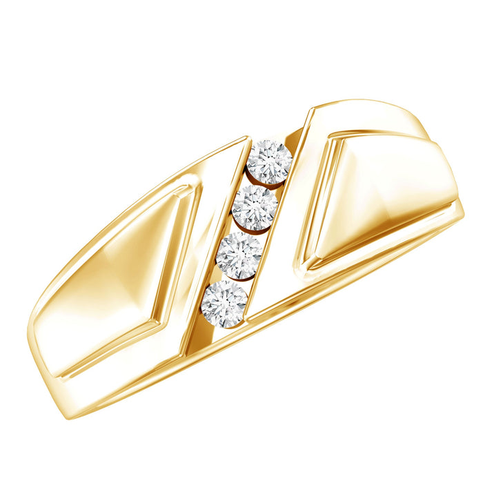 Lab grown diamond men's wide wedding band ring from Rosec Jewels, featuring a sleek design with sparkling diamonds.